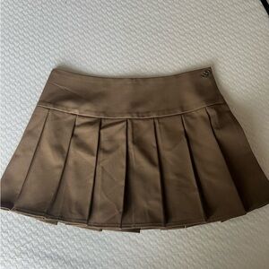 White Fox Boutique Brown Pleated Skater Skirt
